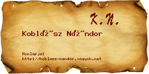 Koblász Nándor névjegykártya